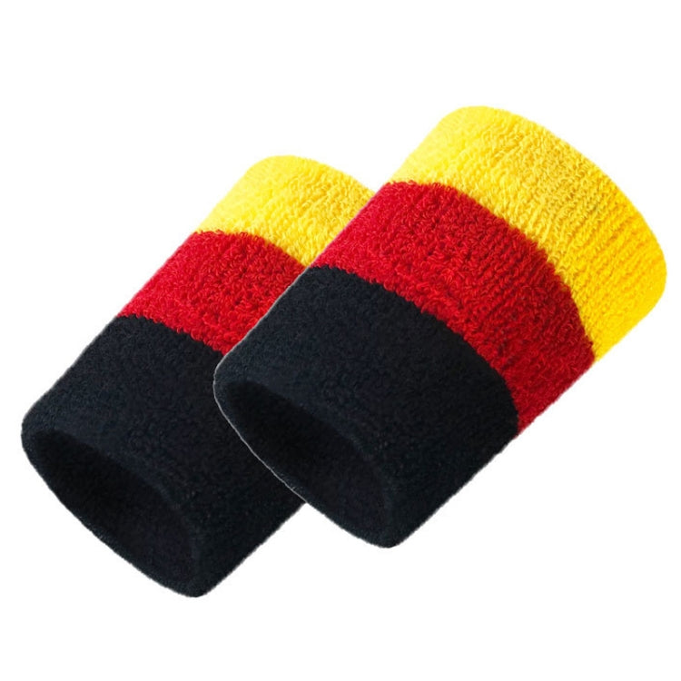 2PCS Basketball Badminton Tennis Running Fitness Towel Sweat-absorbent Sports Wrist, Sports Wrist(Blue Red White), Sports Wrist(Red Yellow Green), Sports Wrist(Red Yellow Blue), Sports Wrist(Black Red Yellow)