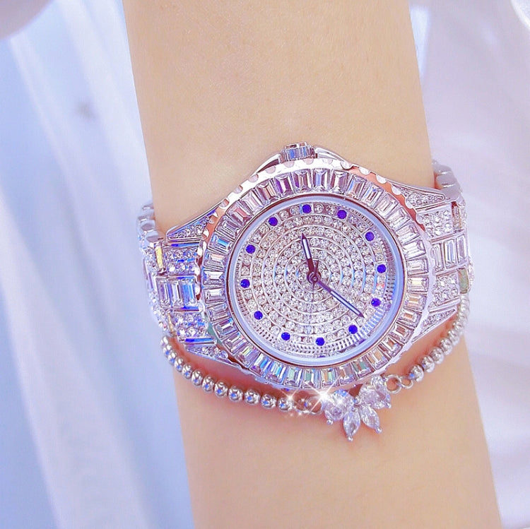 BS Bee Sister FA1686 Diamond Inlaid Ladies Watch Jewelry Chain Watch, Silver, Silver Golden, Gold