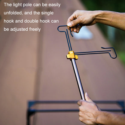 Outdoor Camping Telescopic Double Hook Folding Light Stand, Golden, Black, Green