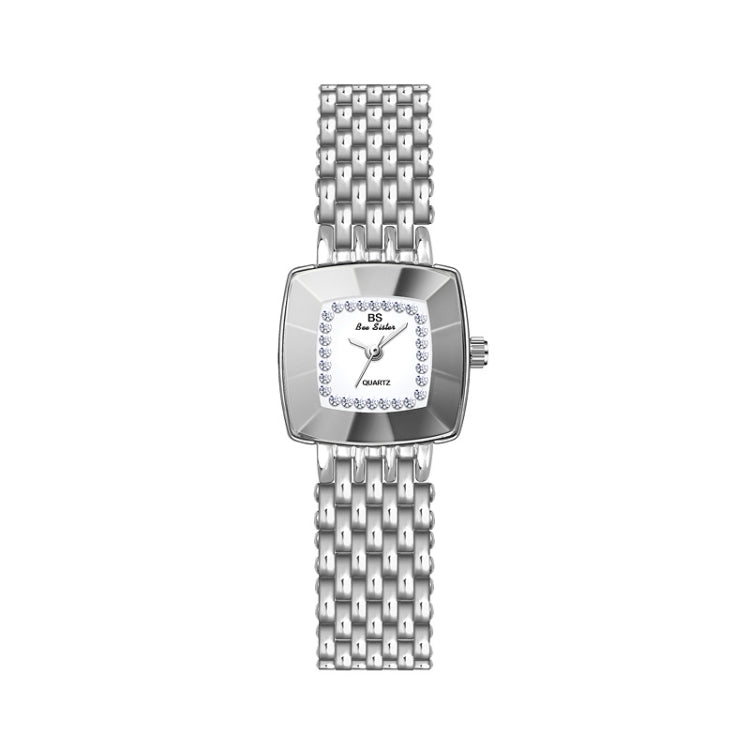 BS Bee Sister  FA1197  Square Dial Stainless Steel Strap Ladies Simple Watch, Silver, Gold