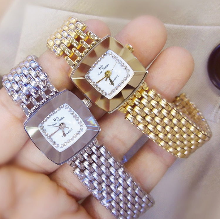 BS Bee Sister  FA1197  Square Dial Stainless Steel Strap Ladies Simple Watch, Silver, Gold