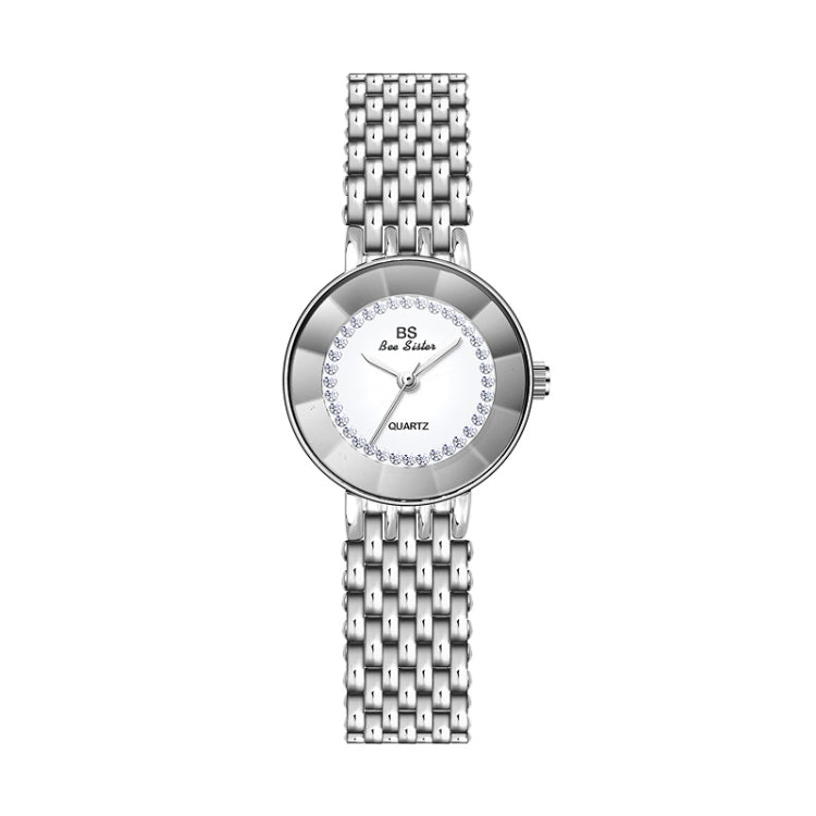 BS Bee Sister FA1199 Round Dial Edge Glass Ladies Watch, Silver, Gold