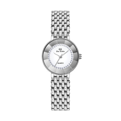BS Bee Sister FA1199 Round Dial Edge Glass Ladies Watch, Silver, Gold