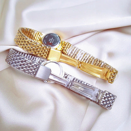 BS Bee Sister FA1199 Round Dial Edge Glass Ladies Watch, Silver, Gold