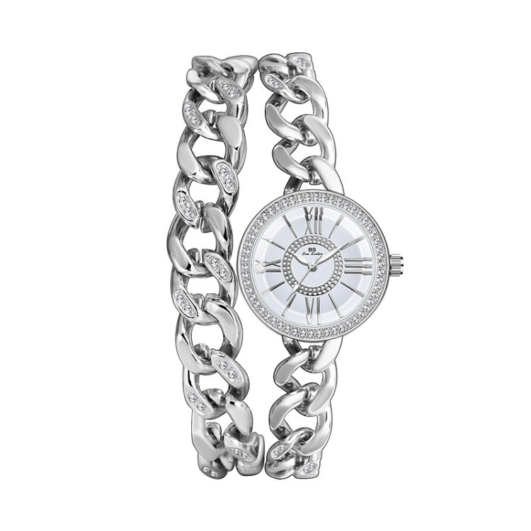 BS Bee Sister FA1329 Double Link Niche Roman Numeral Dial Ladies Watch, Gold, Silver, Rose Gold