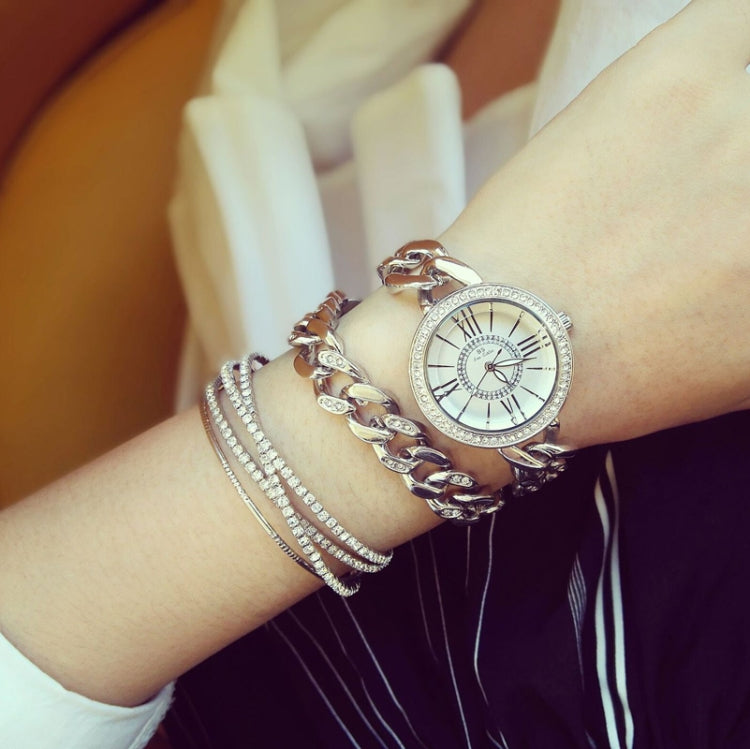 BS Bee Sister FA1329 Double Link Niche Roman Numeral Dial Ladies Watch, Gold, Silver, Rose Gold