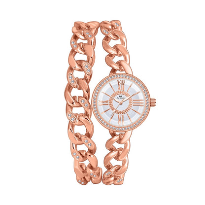 BS Bee Sister FA1329 Double Link Niche Roman Numeral Dial Ladies Watch, Gold, Silver, Rose Gold
