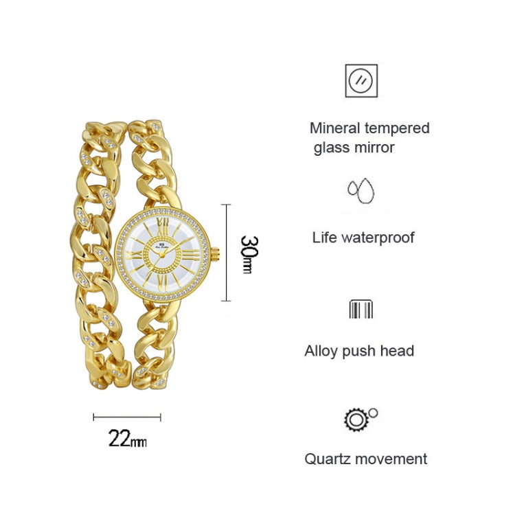 BS Bee Sister FA1329 Double Link Niche Roman Numeral Dial Ladies Watch, Gold, Silver, Rose Gold
