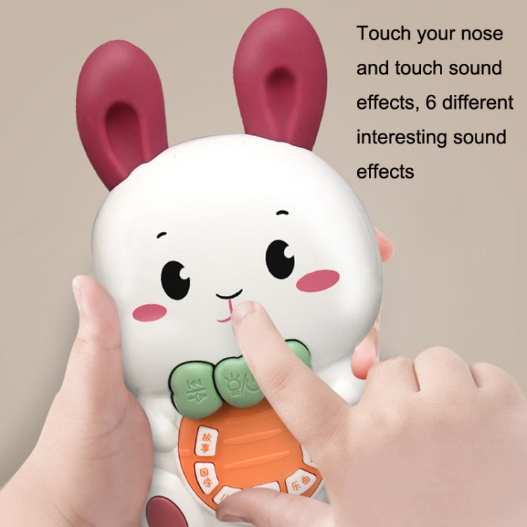Children Singing Puzzle Luminous Rabbit Early Education Learning Machine, Pink, White