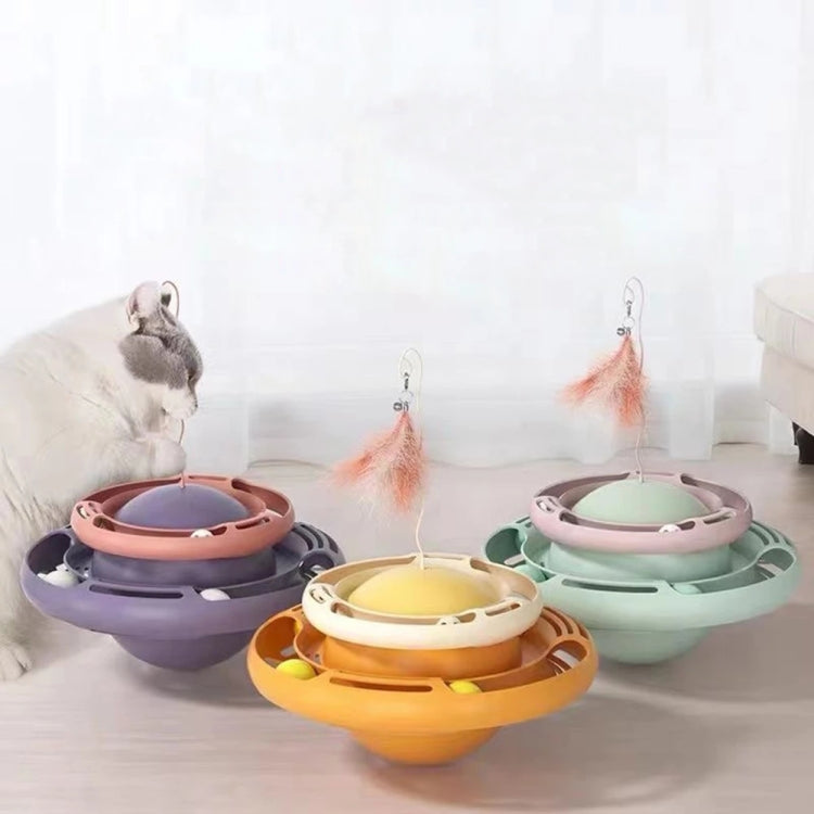 Tumbler Turntable Pet Cat Planet Toy, White Yellow