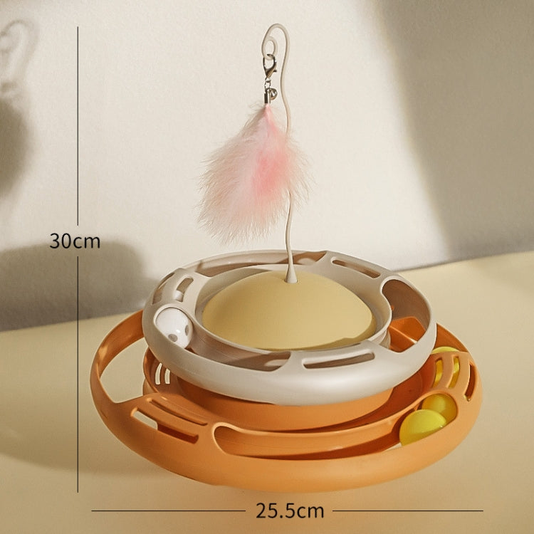 Tumbler Turntable Pet Cat Planet Toy, White Yellow