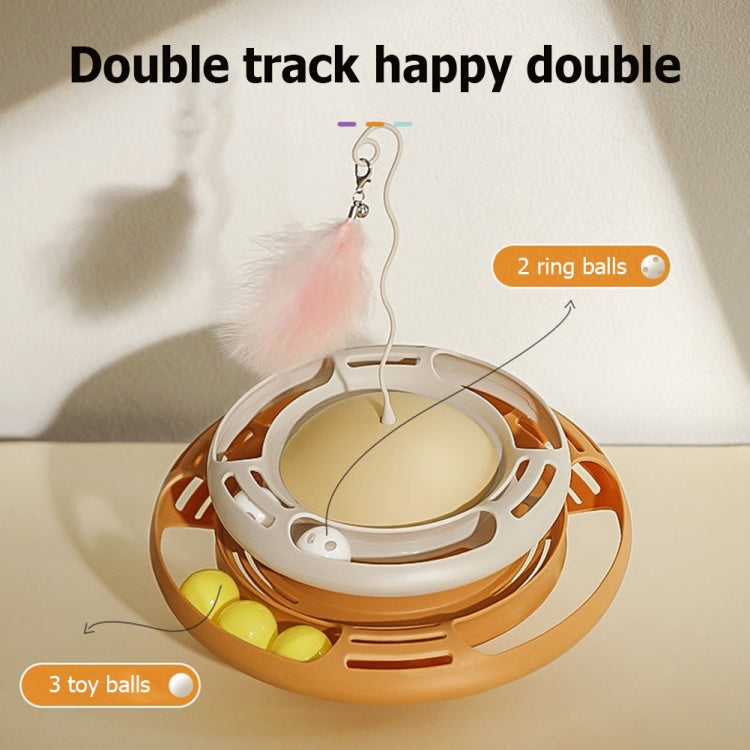 Tumbler Turntable Pet Cat Planet Toy, White Yellow