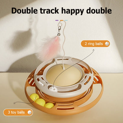 Tumbler Turntable Pet Cat Planet Toy, White Yellow