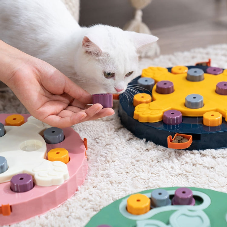 Pet Puzzle Slow Feeder Cat And Dog Food Tray Toy, Blue Claw Seal, Pink Claw Seal, Green Claw Seal, Blue Sakura, Pink Sakura, Green Sakura