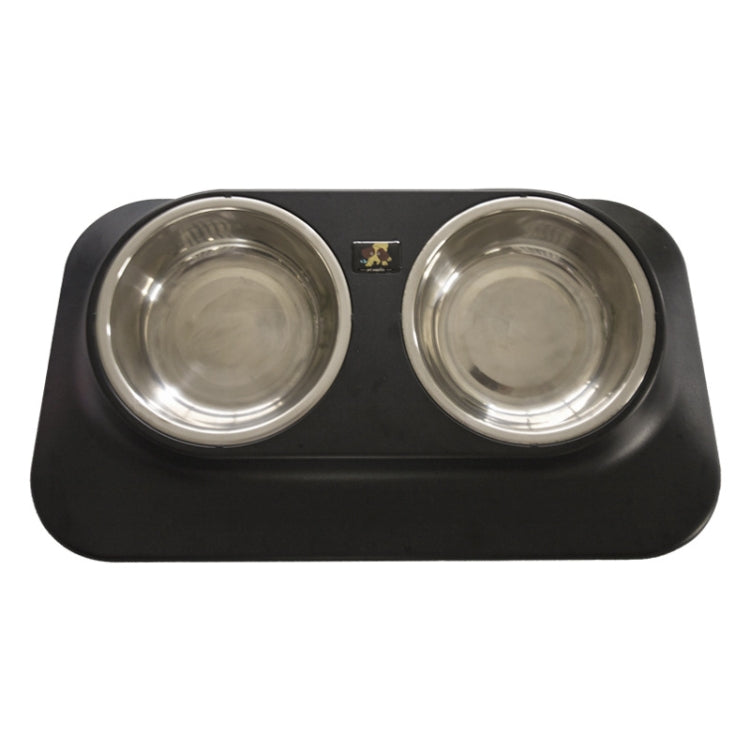 Pugga Pet Stainless Steel Anti-Slip Bowl Cat Dog Tilted Neck Feeder, Style:, Single Bowl Black, Single Bowl Silver Gray, Double Bowl Black, Double Bowl Silver Gray