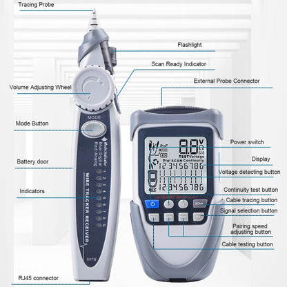 Network Cable Tester Wire Tracker Battery Voltage POE Test Multi-function Cable Tester, ET612, ET613