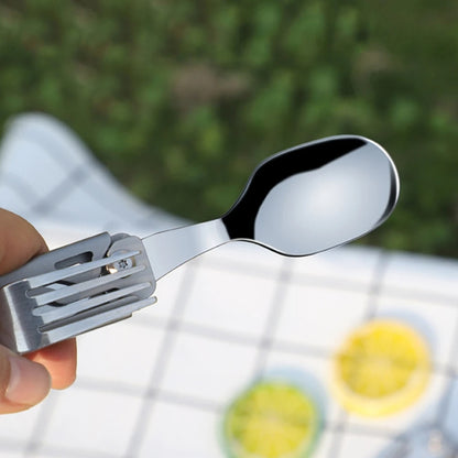 6-in-1 Folding Tableware (Fork/Knife/Spoon/Bottle Opener) for Camping and Survival