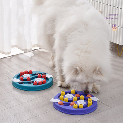 Pet Maze Educational Toy Interactive Slow Food Box, Pink, Blue, Purple