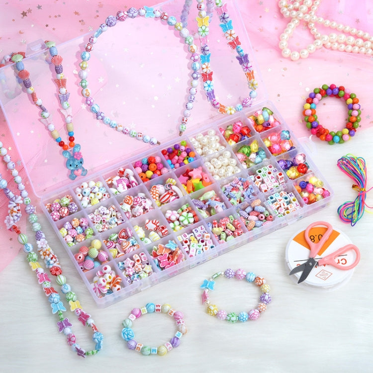 32 Grid  Acrylic Beaded Kids DIY Necklace Bracelet Toys, Without Box, With Color Box
