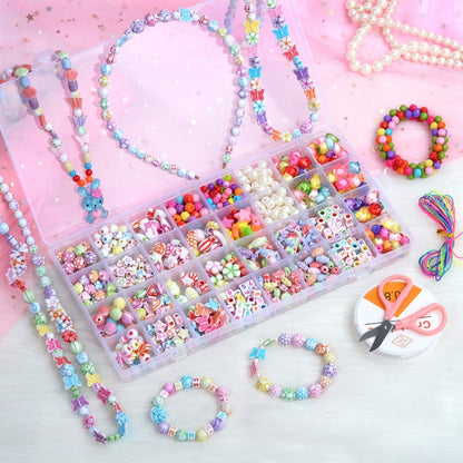 32 Grid  Acrylic Beaded Kids DIY Necklace Bracelet Toys, Without Box, With Color Box