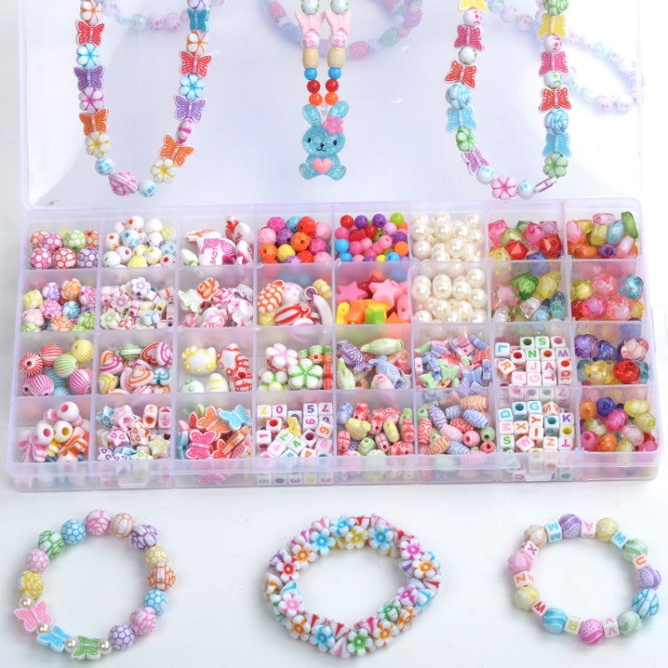 32 Grid  Acrylic Beaded Kids DIY Necklace Bracelet Toys, Without Box, With Color Box