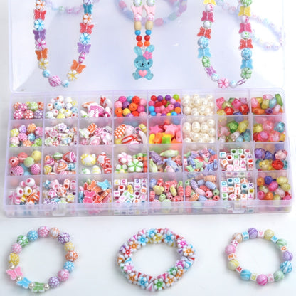 32 Grid  Acrylic Beaded Kids DIY Necklace Bracelet Toys, Without Box, With Color Box