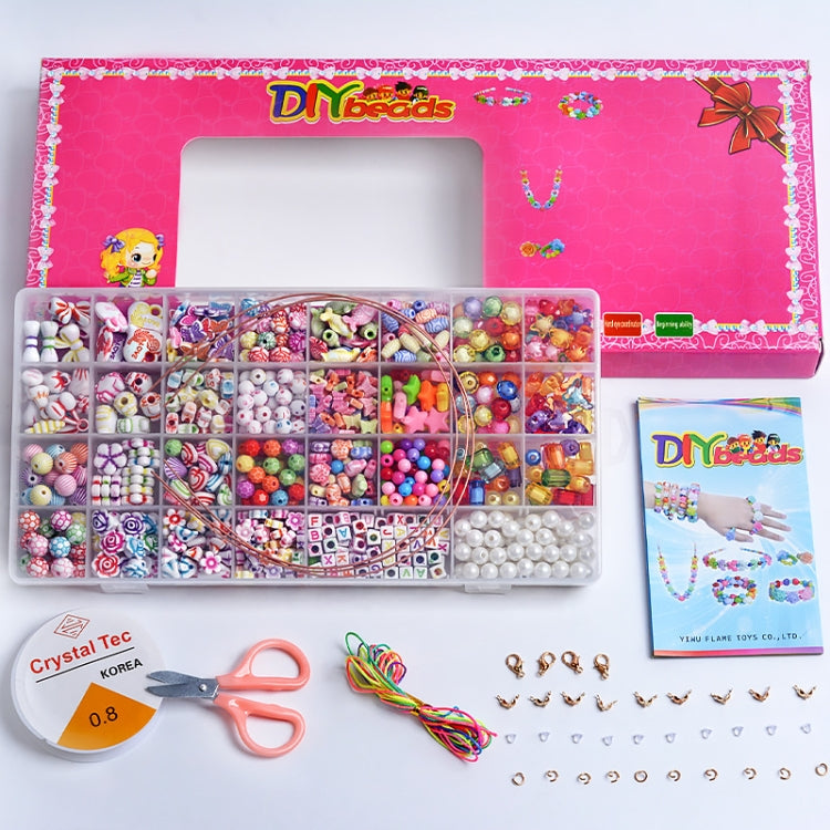 32 Grid  Acrylic Beaded Kids DIY Necklace Bracelet Toys, Without Box, With Color Box