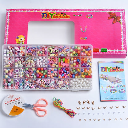 32 Grid  Acrylic Beaded Kids DIY Necklace Bracelet Toys, Without Box, With Color Box