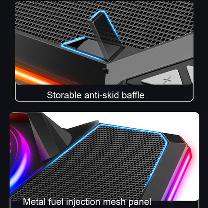 CoolCold  Five Fans 2 USB Ports Laptop Cooler Gaming Notebook Cool Stand,Version:, Touch Symphony Blue