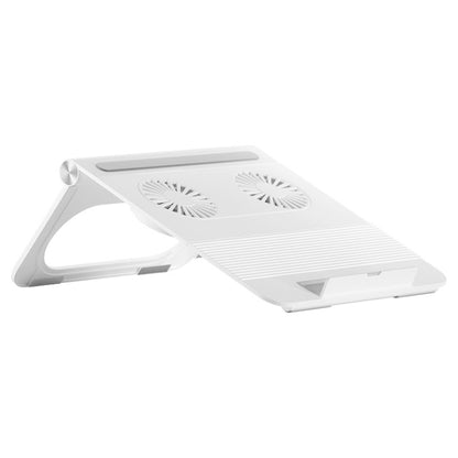 D33  2 Fan Laptop Cooling Bracket Folding Portable Liftable Tablet Bracket, White, Black