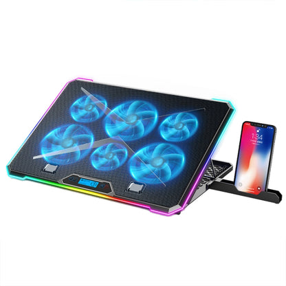 ICE COOREL K15 6-Fans Adjustable LCD Screen Laptop Stand Radiator With RGB Atmosphere Light, K15 6-Fans