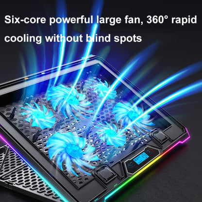 ICE COOREL K15 6-Fans Adjustable LCD Screen Laptop Stand Radiator With RGB Atmosphere Light, K15 6-Fans