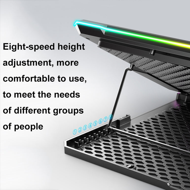 ICE COOREL K15 6-Fans Adjustable LCD Screen Laptop Stand Radiator With RGB Atmosphere Light, K15 6-Fans