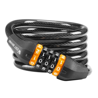 WEST BIKING Bicycle Anti-Theft Cable Combination Lock, Length:, 2M, 2M With Buckle Rope