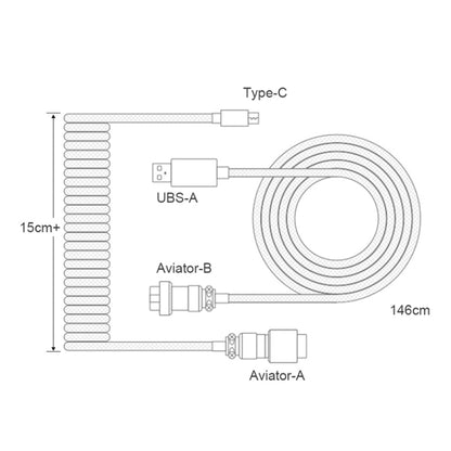 Mechanical Keyboard Spring Cable Gold-plated Aerial Plug, Yellow, Black
