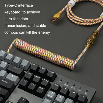Mechanical Keyboard Spring Cable Gold-plated Aerial Plug, Yellow, Black