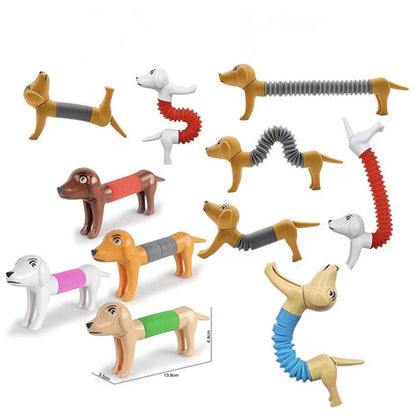 5 PCS Retractable Dog Puzzle Decompression Telescopic Tube Toy, White, Light Khaki, Khaki, Brown