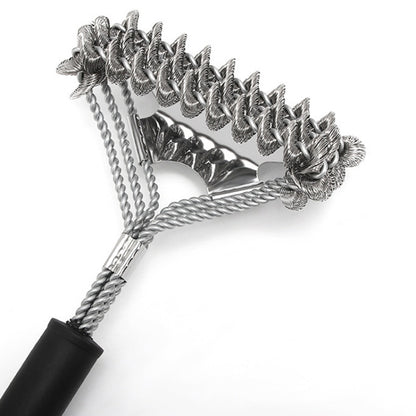 Three-headed Shovel-type Spring Brush BBQ Grill Mesh Wire Brush