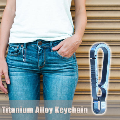 Men Titanium Alloy Keychain Car Key Waist Hanging, Colorful Titanium, Titanium Color, Blue