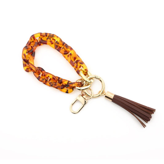 Keychain Ladies Acrylic Bracelet Jewelry, Brown, Black, Yellow, Colorful, Pink, Green