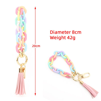 Keychain Ladies Acrylic Bracelet Jewelry, Brown, Black, Yellow, Colorful, Pink, Green