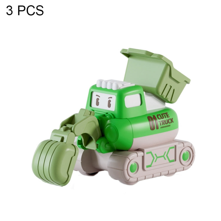 3 PCS 7799 Pressing Inertia Forward Cartoon Children Toy Car, Red, Blue, Green, Yellow