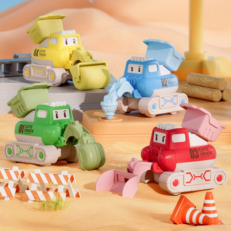 3 PCS 7799 Pressing Inertia Forward Cartoon Children Toy Car, Red, Blue, Green, Yellow