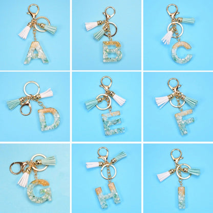 2 PCS Gold Foil English Letter Tassel Keychain Bag Decoration Pendant, A, B, C, D, E, F, G, H, I, J, K, L, M, N, O, P, Q, R, S, T, U, V, W, X, Y, Z