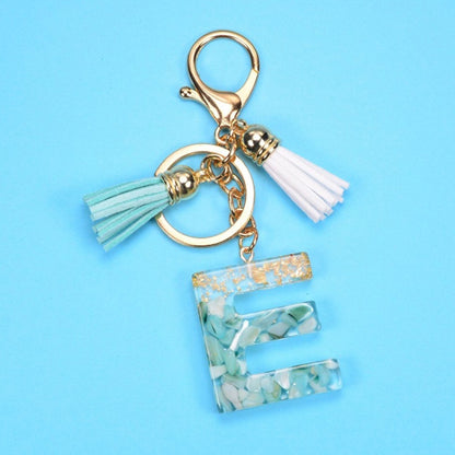 2 PCS Gold Foil English Letter Tassel Keychain Bag Decoration Pendant, A, B, C, D, E, F, G, H, I, J, K, L, M, N, O, P, Q, R, S, T, U, V, W, X, Y, Z