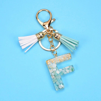 2 PCS Gold Foil English Letter Tassel Keychain Bag Decoration Pendant, A, B, C, D, E, F, G, H, I, J, K, L, M, N, O, P, Q, R, S, T, U, V, W, X, Y, Z