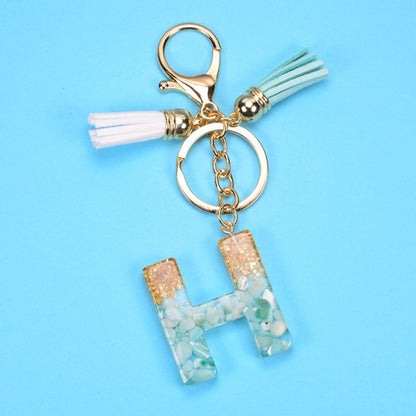 2 PCS Gold Foil English Letter Tassel Keychain Bag Decoration Pendant, A, B, C, D, E, F, G, H, I, J, K, L, M, N, O, P, Q, R, S, T, U, V, W, X, Y, Z