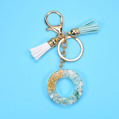 2 PCS Gold Foil English Letter Tassel Keychain Bag Decoration Pendant, A, B, C, D, E, F, G, H, I, J, K, L, M, N, O, P, Q, R, S, T, U, V, W, X, Y, Z