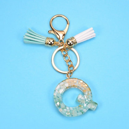 2 PCS Gold Foil English Letter Tassel Keychain Bag Decoration Pendant, A, B, C, D, E, F, G, H, I, J, K, L, M, N, O, P, Q, R, S, T, U, V, W, X, Y, Z