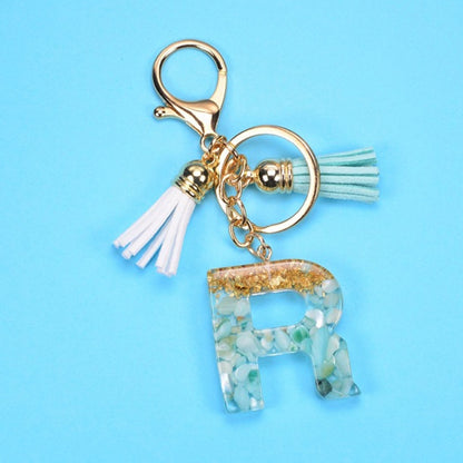 2 PCS Gold Foil English Letter Tassel Keychain Bag Decoration Pendant, A, B, C, D, E, F, G, H, I, J, K, L, M, N, O, P, Q, R, S, T, U, V, W, X, Y, Z